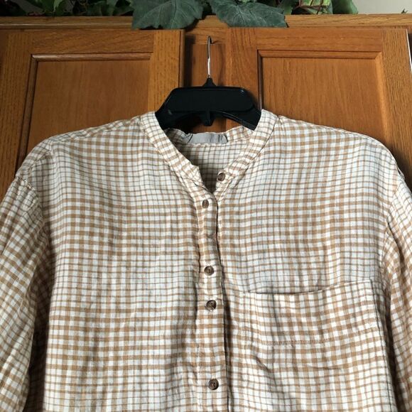 Everlane The Linen Billow Blouse Oversized Gingham Long Sleeve - XS - Picture 3 of 15